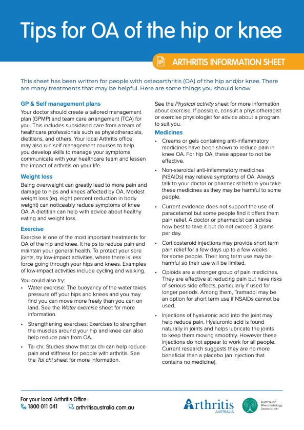 info-sheet-tips-for-OA-hip-knee-osetoarthritis