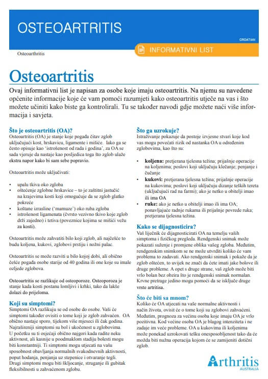 info-sheet-translated-croatian-osteoarthritis-oa
