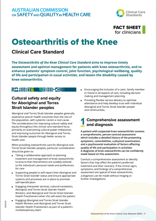 Thecommission ccs kneeoa clinicianfactsheet