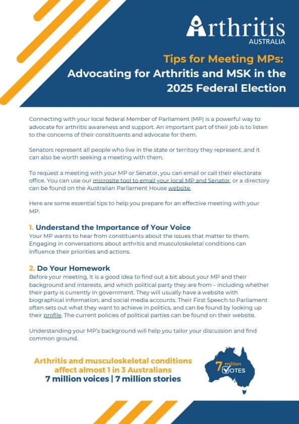 tips for meeting arthritis australia